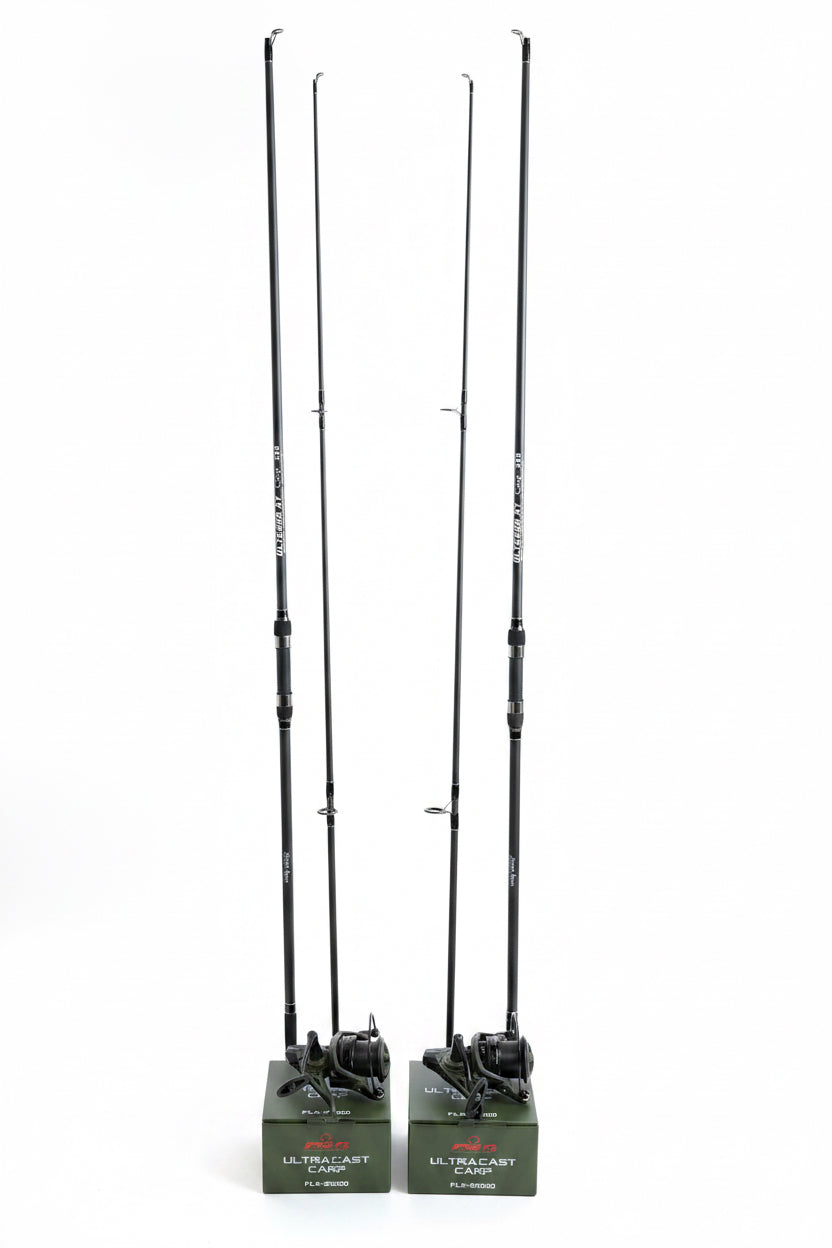 Set Pescuit Crap: 2 x Lansete Ultegra XT Carp 3.90m + 2 x Mulinete Pro FL UltraCast 9000