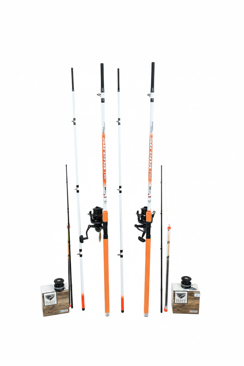 Set Feeder 2 Lansete Carbon Sirena + 2 Mulinete EastShark Black Eagle BE-6000 (Echipate cu fir 0,20 mm)