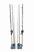 Set Pescuit Feeder: 2 x Lansete Saimino Super Feeder 3.90m + 2 x Mulinete Saimino BR6000 cu Baitrunner