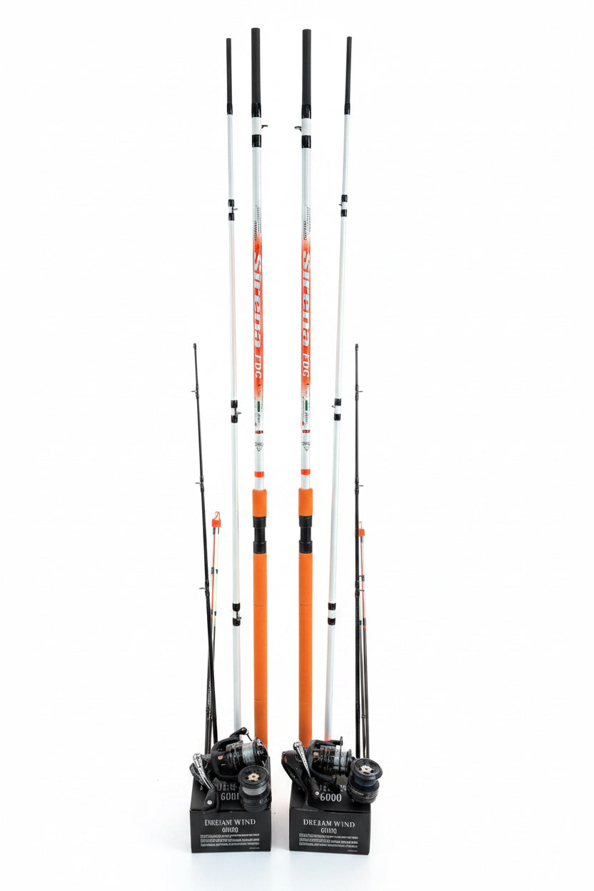 Set format din 2 x Mulinete FL Feeder Wind 6000 și 2 x Lansete Carbon Feeder Sirena