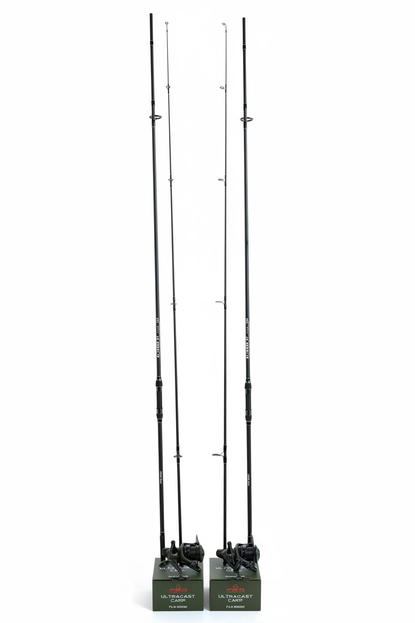 Set Pescuit Crap: 2 x Lansete Ultegra XT Carp 3.90m + 2 x Mulinete Pro FL UltraCast 9000