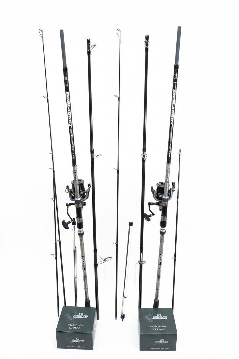 Set Pescuit Feeder: 2 x Lansete Onslaught Feeder 3.90m + 2 x Mulinete Pro FL Noble Feeder HP7500
