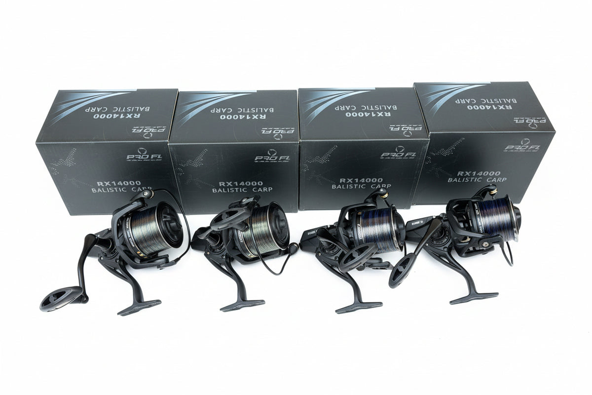 Set 4 Mulinete Pro FL Balistic Carp RX14000 (Echipate cu Fir 0.30 mm)