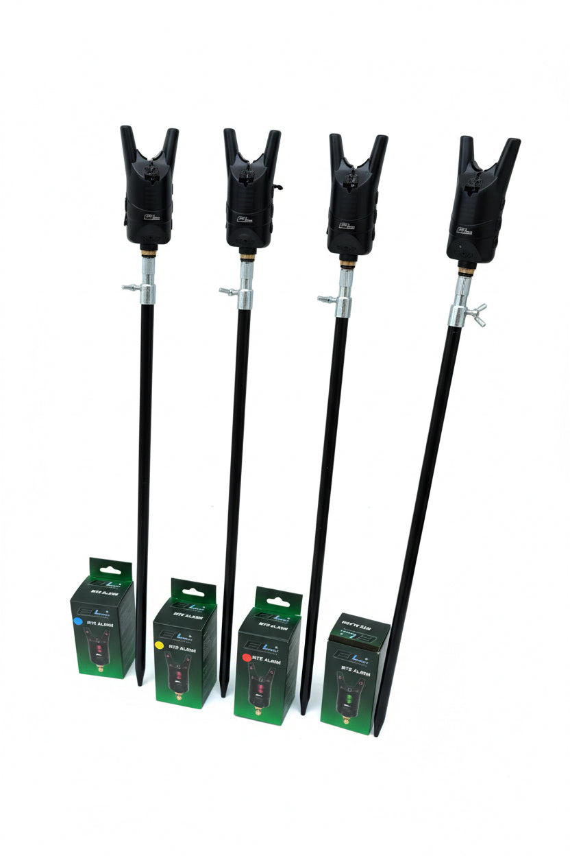 Set 4 Avertizori Electronici Pro FL (Bite Alarm) + 4 Picheti Telescopici