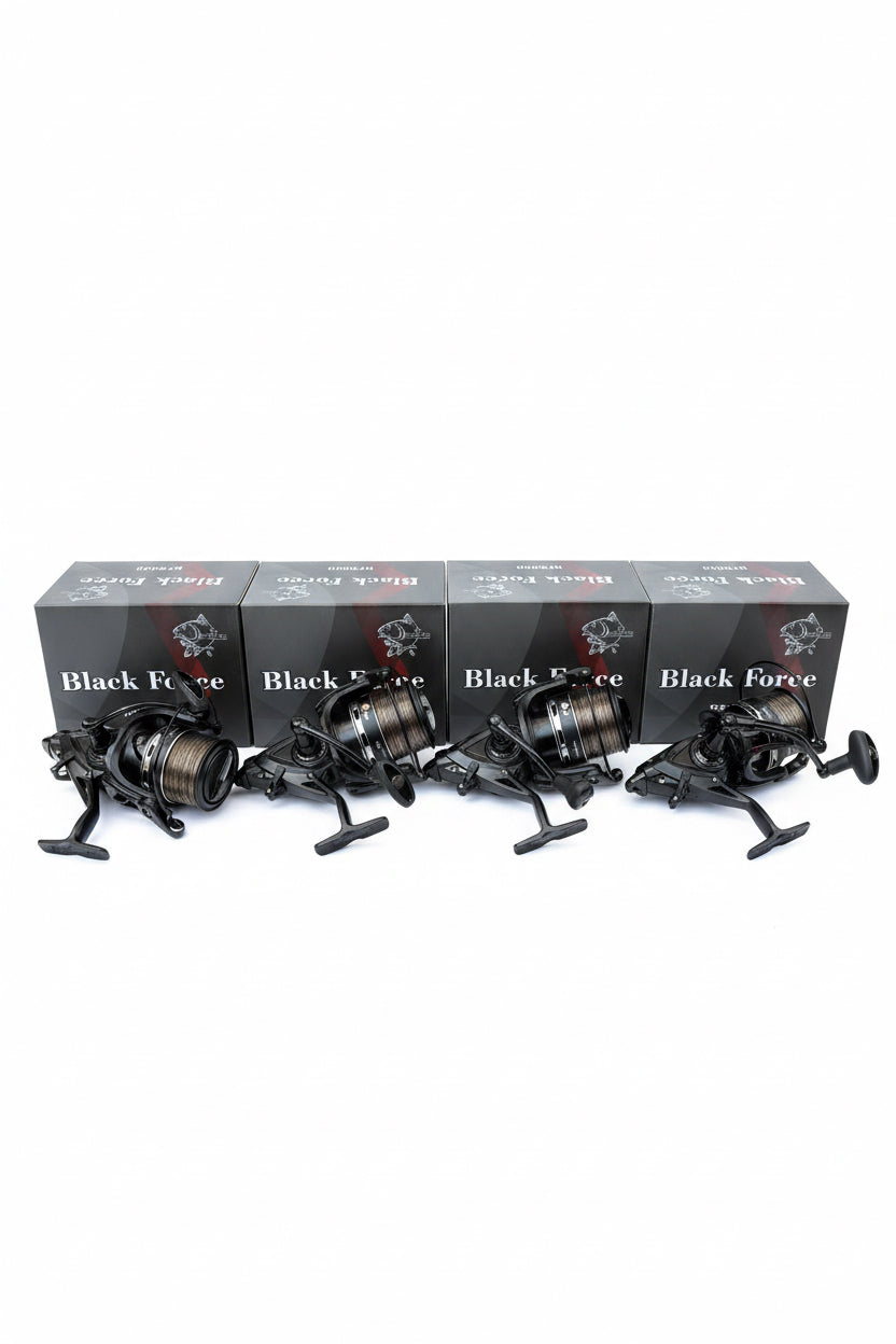 Set 4 Mulinete Black Force BF8000 Echipate cu Fir 0,30 mm